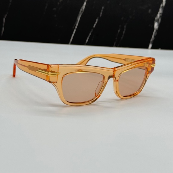 NEW BV1122S 007 BOTTEGA VENETA ORANGE BROWN CAT EYE WOMEN SUNGLASSES - Picture 7 of 11